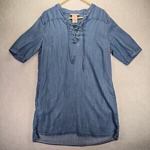 Philosophy Denim Sheath Dress Womens XL Tencel Boho Chambray Knee Length Shirt